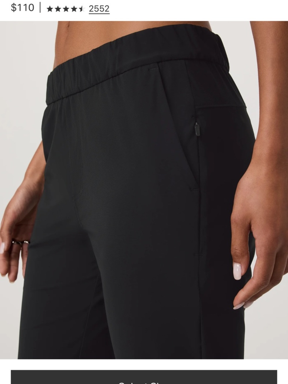 Vuori Black Elastic-Waist Track Pants with Zip Pocket